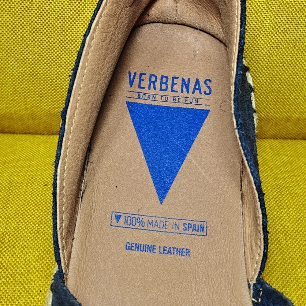 VERBENAS Carmen Serraje Navy Suede Slide-on Spanish Espadrille Mules Shoes Sz 11